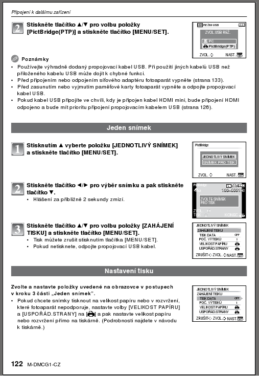 Trimmed page from Czech Panasonic DMC-G1 manual